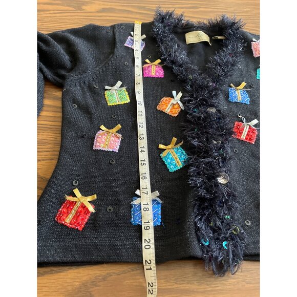 Design Options by Philip & Jane Gordon black Christmas packages sweater size L - Picture 9 of 10